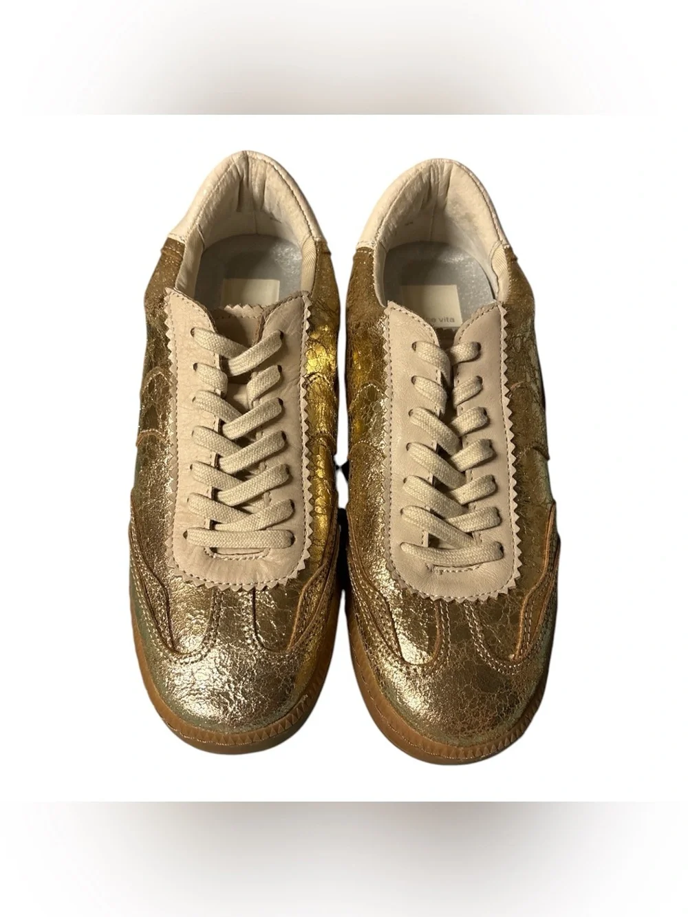 Dolce Vita Notice Women’s Gold Distressed Sneakers.